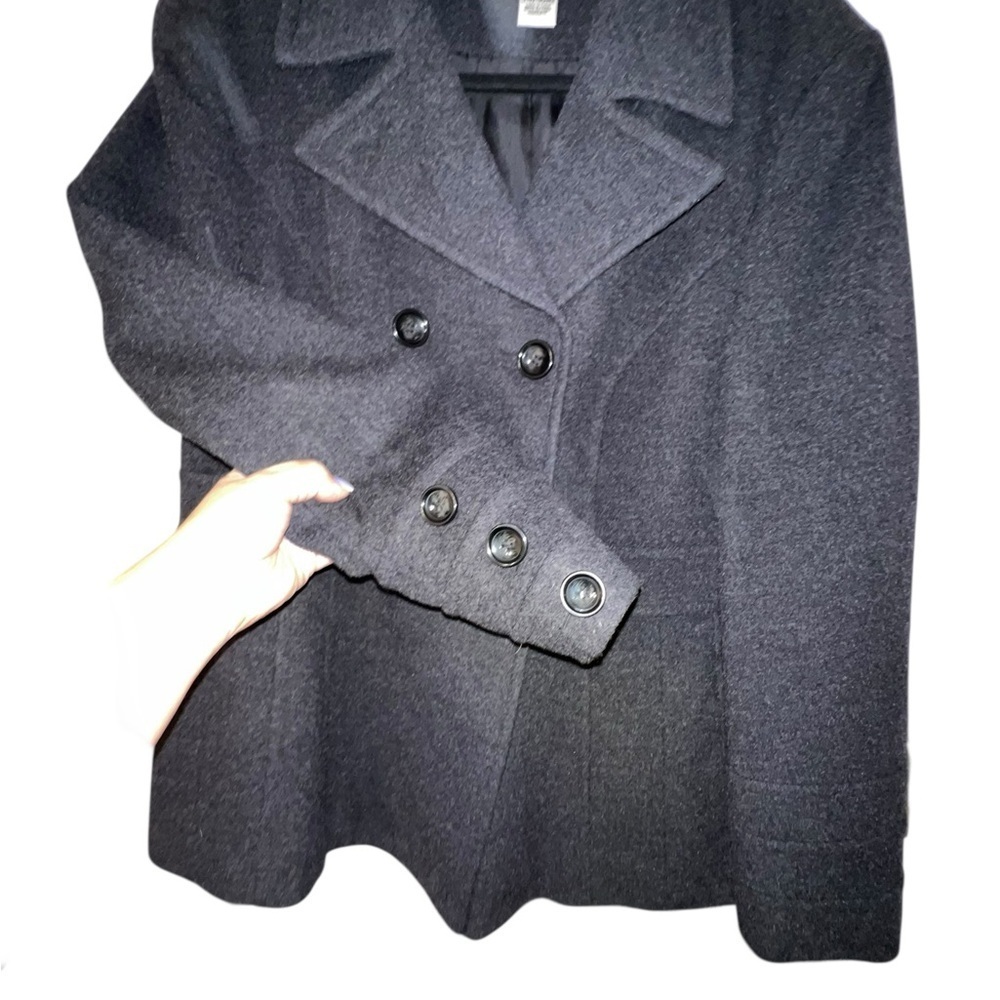 St. John's Bay Dark Gray Wool/Cashmere Blend Double-Breasted Peacoat - Picture 5 of 6